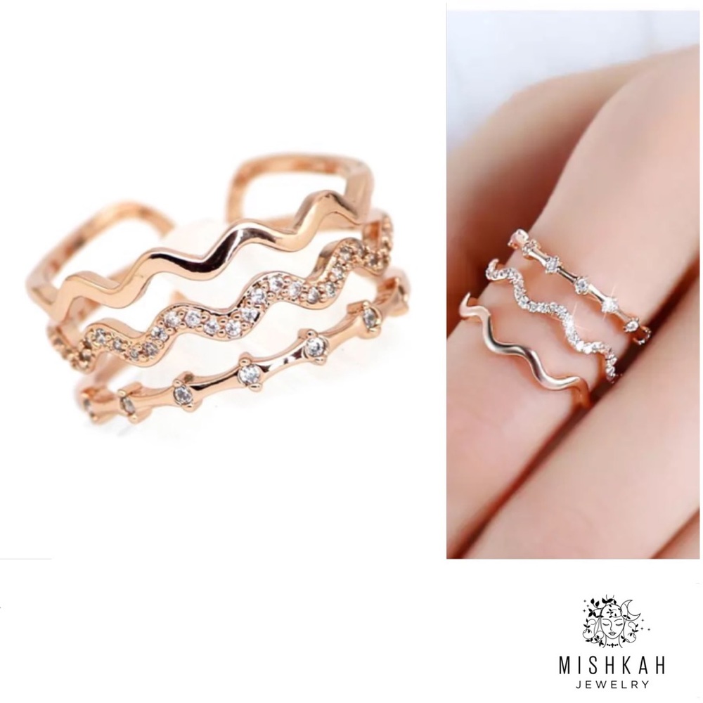 Just In🎉 Rose Gold Color Wave Multilayer Ring